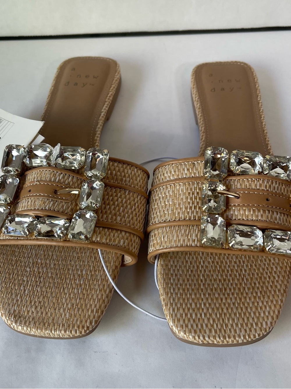 a new day Rhinestone Buckle Tan Kelsey Slide Sandals - Picture 3 of 12